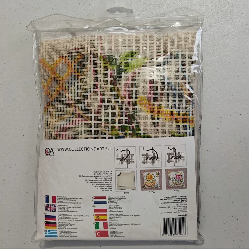 Collection D'Art Cross Stitch Kit Pillow 5267 Easter Feast Floral Tapestry New